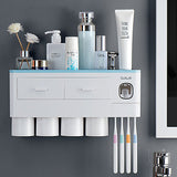 Non-marking Hanging Magnetic Toothbrush Holder Single Drawer Storage Rack With Toothpaste Squeezer Toiletry Set